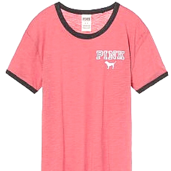 Victoria's Secret PINK Peach and Black Short Sleeve Tee Size XS - Picture 5 of 5
